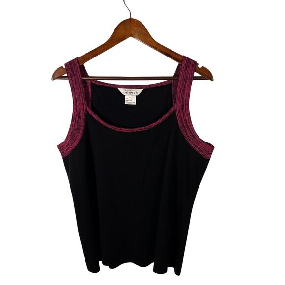 Misook 3 Pc Pantsuit Black Fuchsia Knit Cardigan Shell Vintage 80s L - Picture 5 of 13